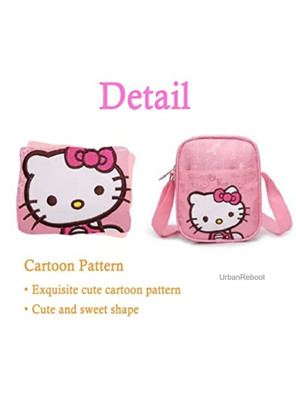 Girls Mini Canvas Crossbody Purse Cat Cartoon Zip Bag
